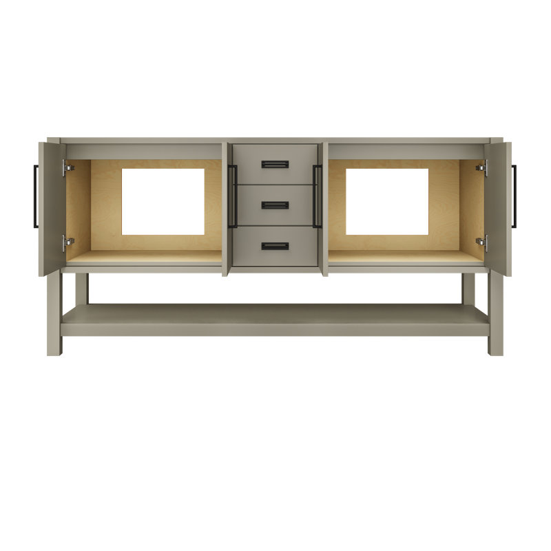Meuble-lavabo double Kiawah, Olive française, Noir mat, 72"