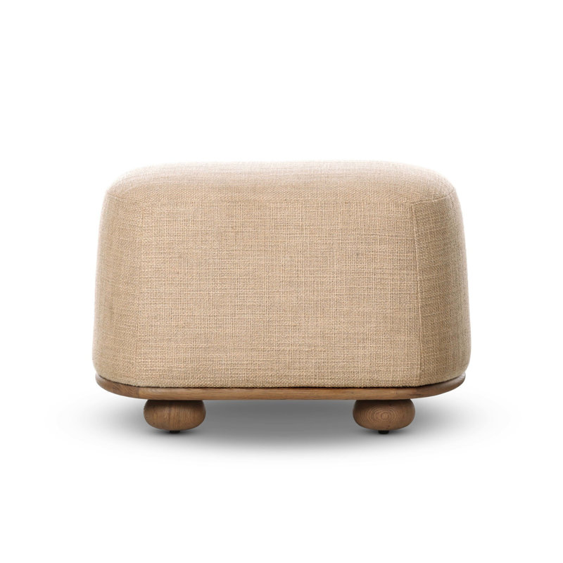 Bilbury Oval Ottoman-Taupe Shearling, Sandy Oak, Saxon Sand