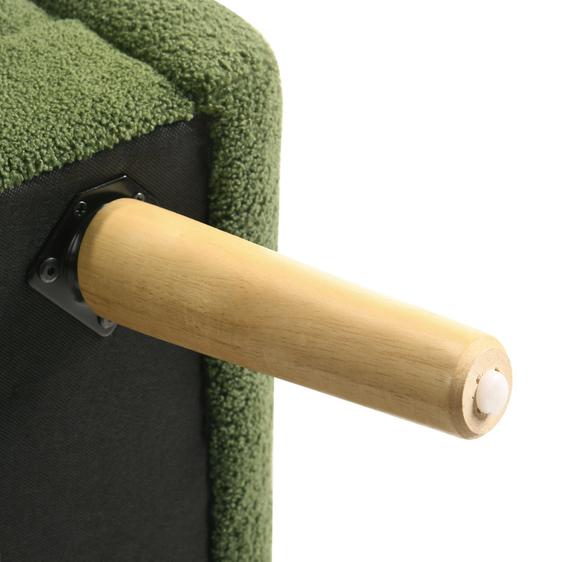 Fauteuil d'appoint ultra confortable, fauteuil rembourré Boucle de style Mid-Century avec structure et pieds en bois d'hévéa, assemblage minimal requis, fauteuil confortable pour le salon ou la chambre à coucher, vert matcha