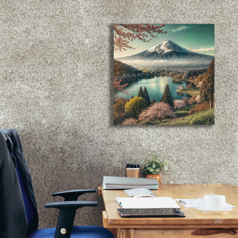 Art mural sur toile Gligor, "Mont Fuji au Japon" par Rey Klimt, H 26 po x l 26 po