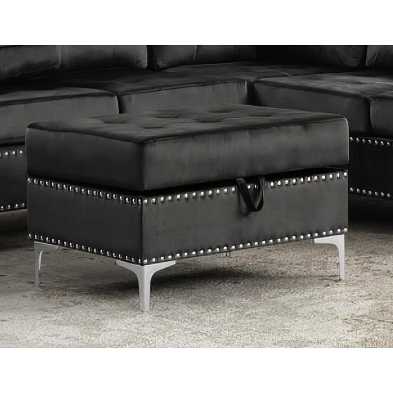 Canapé modulaire réversible 2 pièces Kryspin, Velours noir