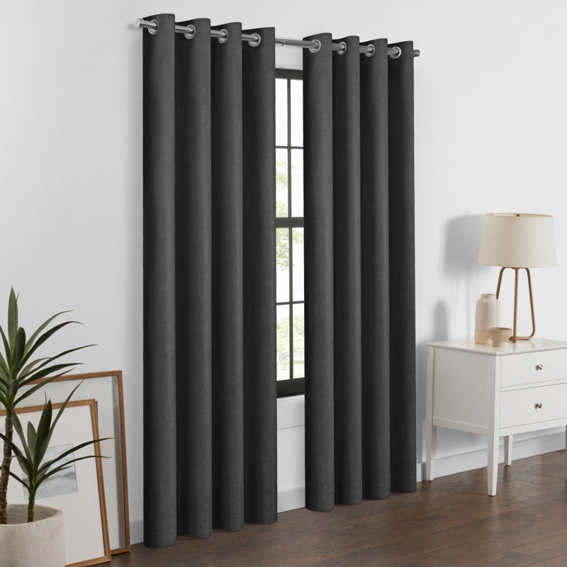 Larissa Solid Grommet Curtain (Single Panel), 50" W x 84" L, Onyx