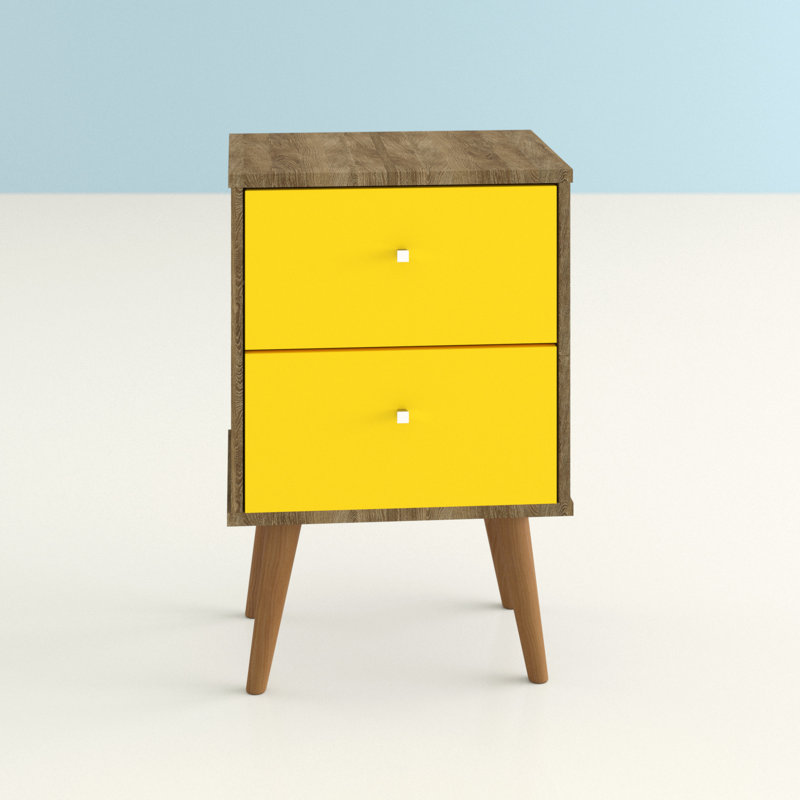 Darryl 17.72'' W Nightstand, Rustic Brown/Yellow