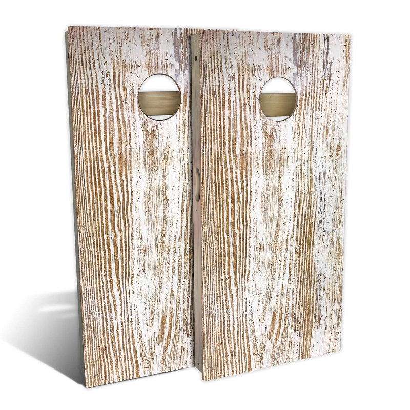 Ensemble de jeu de cornhole blanc rustique 2 pi x 4 pi avec étui et lumières