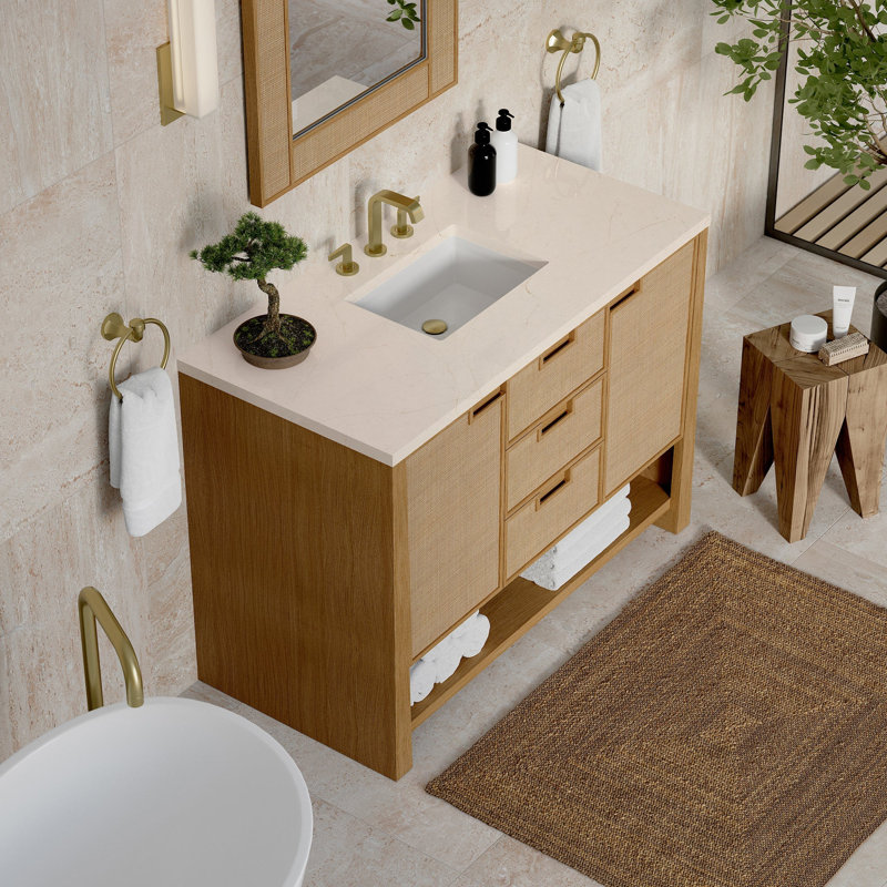 Solene 48'' W Single Vanity, Victorian Silver Quartz, 8" Centers