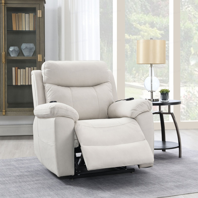 Fauteuil inclinable électrique Chriki avec levage, chauffage et massage, tissu beige