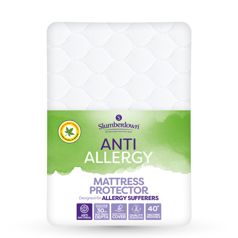 Slumberdown Anti Allergy Mattress Protector – Allergy UK Approved Quilted Mattress Cover, Anti-Bacterial & Dust Mite Resistant – Soft Touch, Deep Fit 30cm with Elasticated Straps – Machine Washable