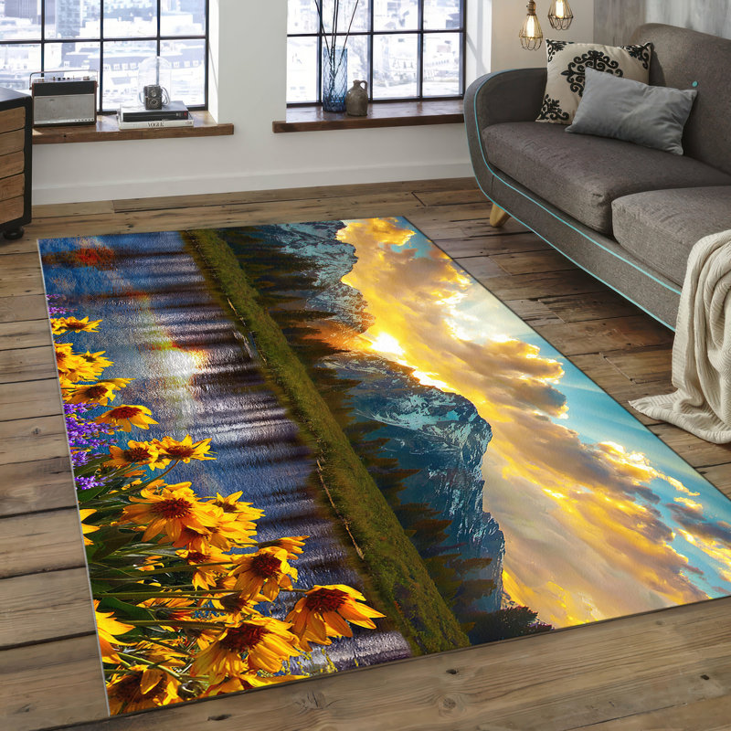 Floral Print Non-Woven Soft Rug with Intricate Details and Vibrant Colors Perfect for Indoor Use, Runner 2'8" x 9'2"