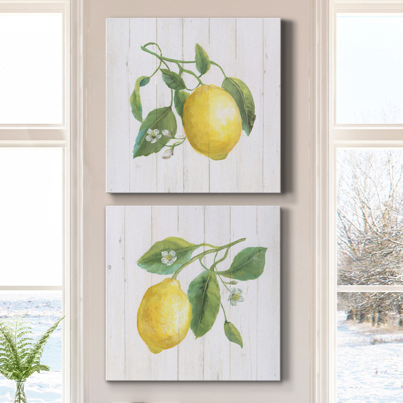 Lemon Fresh I - ensemble de 2 peintures sur toile tendue, H 10 po x l 10 po x P 1 po