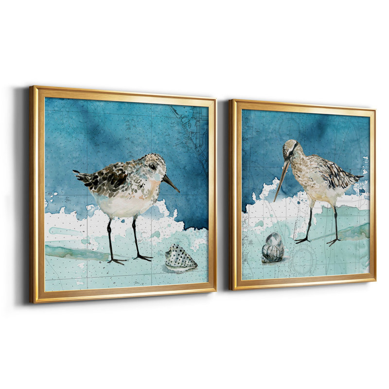 «Bay Shore Sandpiper I», reproduction de photo sur toile 2 pièces, H 17,5 po x l 35 po x P 1,5 po, Or