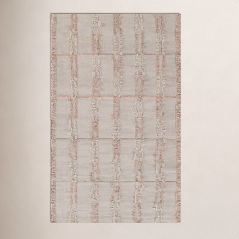 Charlie Pink Hand-Woven Striped Wool Rug, Runner 2'3" x 8'