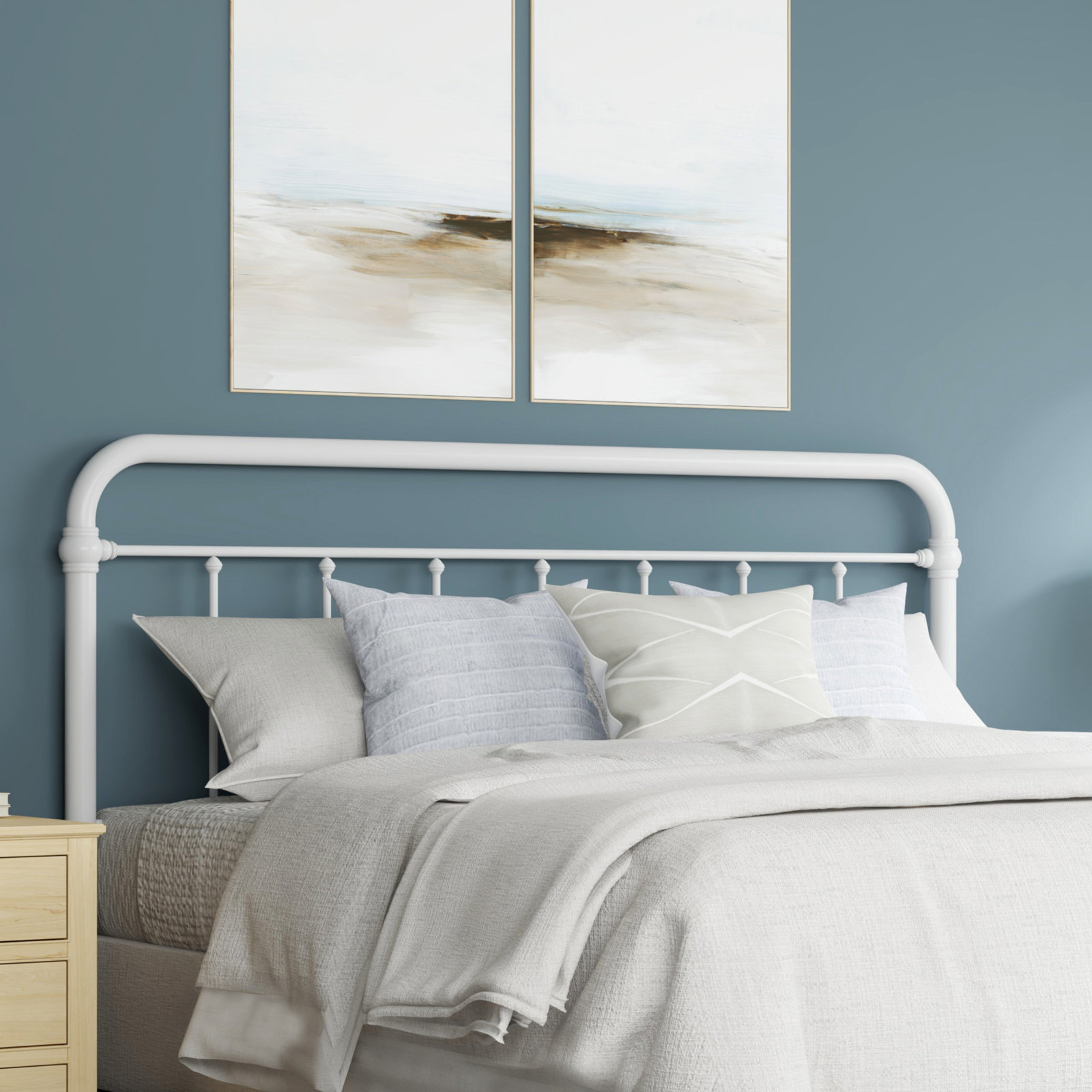 Shumacker Steel Slat Headboard, King, White
