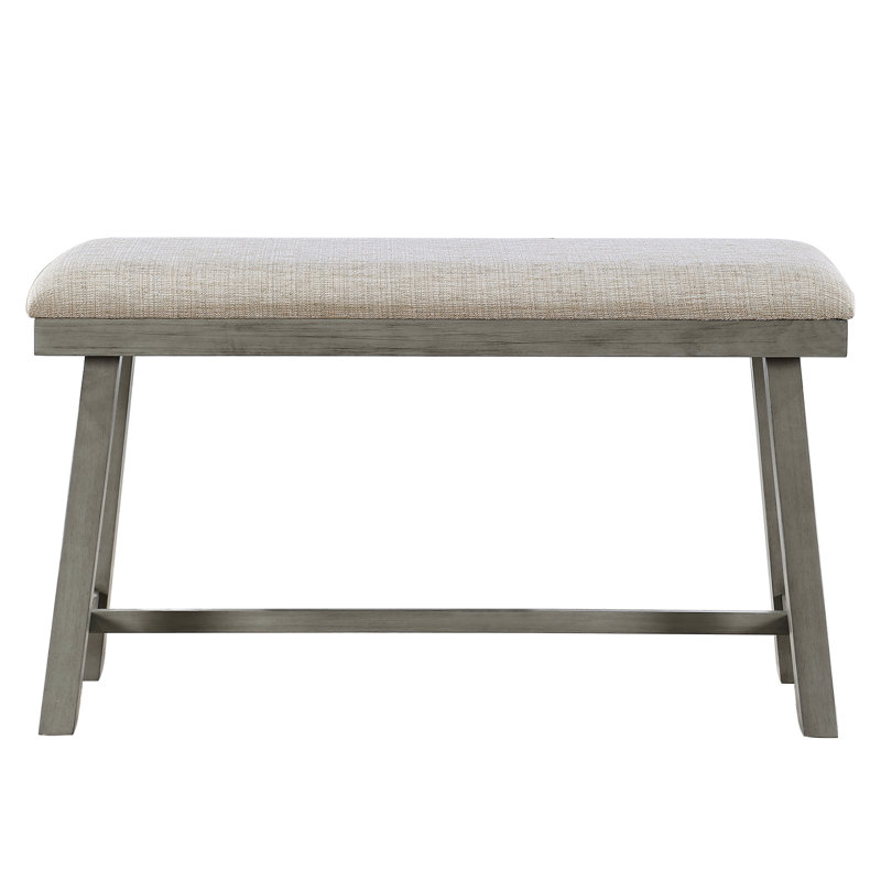 Banc rembourré de mousse à hauteur de comptoir, gris pour banc de salle à manger décontracté, coussin de siège texturé