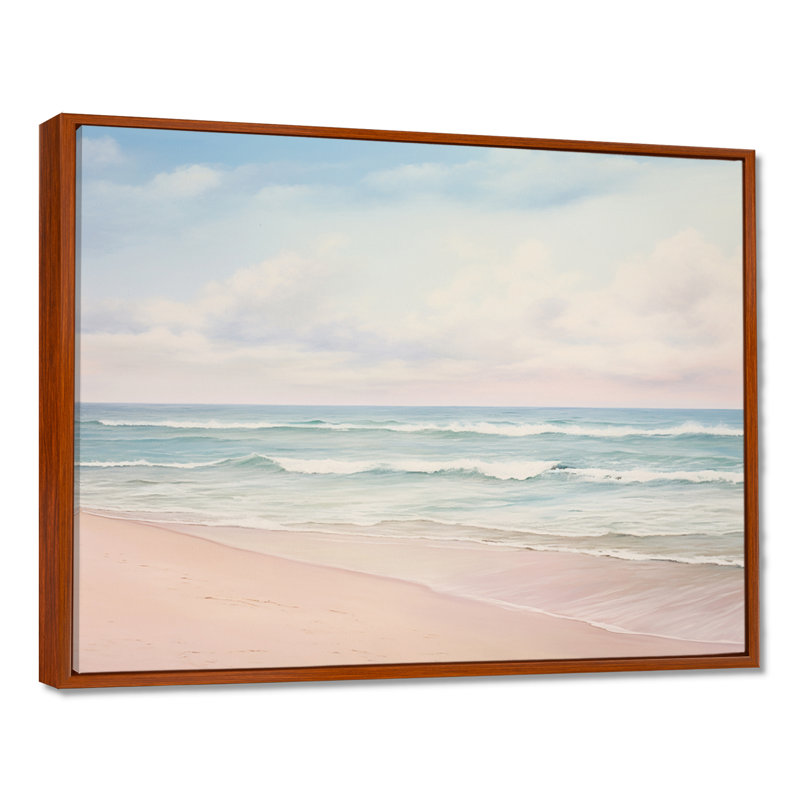 «Ocean Tranquility Tender Pink Pastel Sunrise - Coastal Beach», reproduction d'art sur toile, H 30 po x l 40 po, Brun