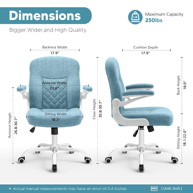 Chaise de travail, Lin, Bleu