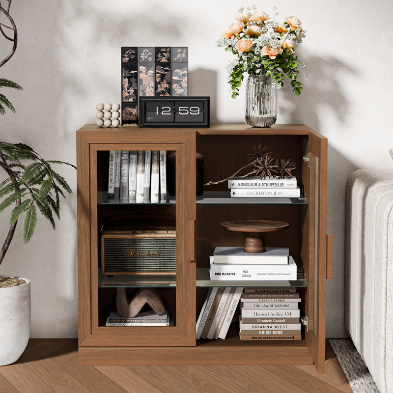 Armoire de rangement d'appoint en bois massif, Noyer, H 31 po x l 31 po x P 16 po 