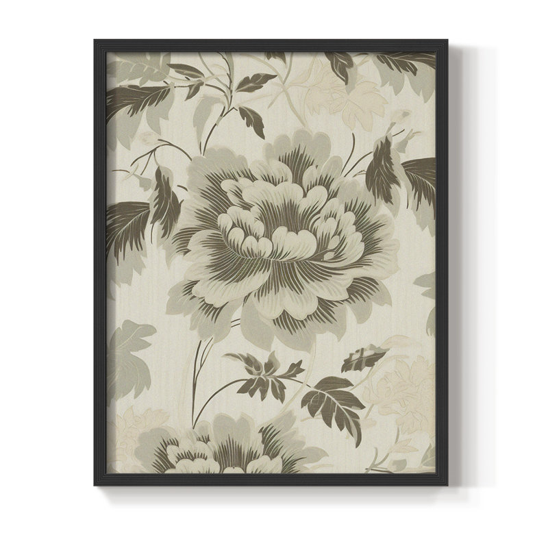 Reproduction florale rétro encadrée XXIII - bois massif, H 30 po x l 24 po, Noir, noir, noir, noir