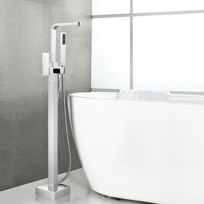 Single Handle Floor Mounted Tub Filler with Handshower
