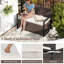 Causeuse de patio en osier avec rangement intégré et coussin de siège long brun