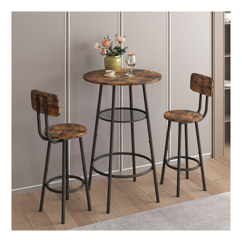 Bar table, equipped with 2 bar stools , with backrest and partition