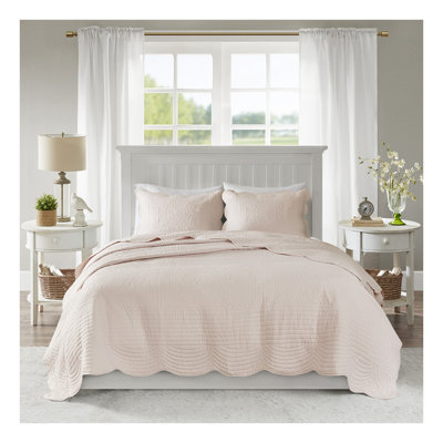 Ensemble de courtepointe réversible en microfibre 3 pièces Blush
