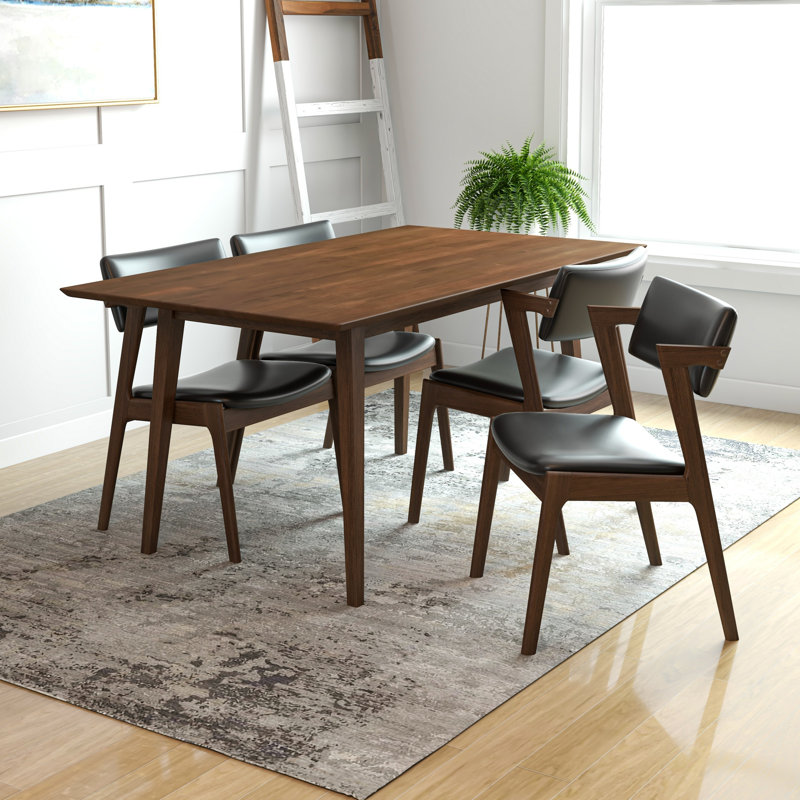 Ensemble de salle à manger en bois massif d'eucalyptus pour 4 personnes Kierica, H 29,5 po x L 63 po x l 35,5 po