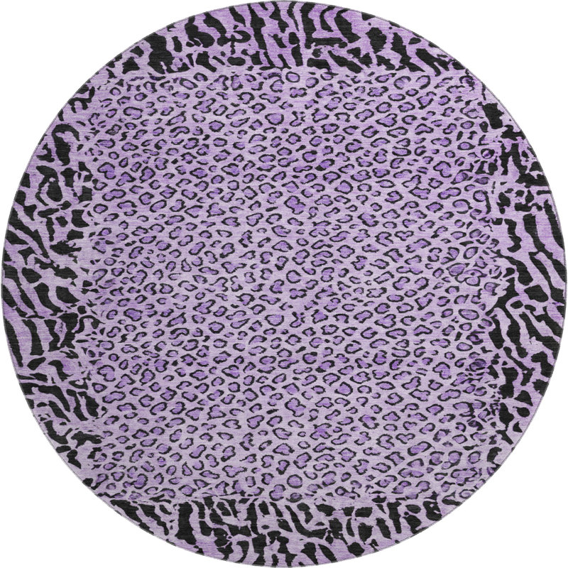 Premium Machine Washable Alvey AMF1230 Animal Skin Rug, Round 8'