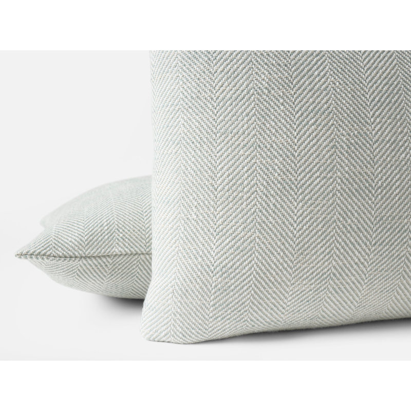 Canyon Organic Pillow Cover, Square 22", Lagoon Herringbone