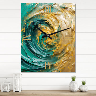 Horloge murale en spirale abstraite Golden Ocean