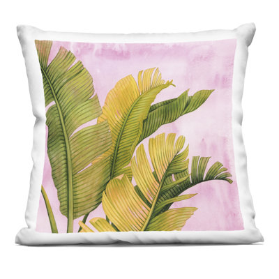 Coussin décoratif à motif de feuilles de bananier tropical imprimé par Grace Popp