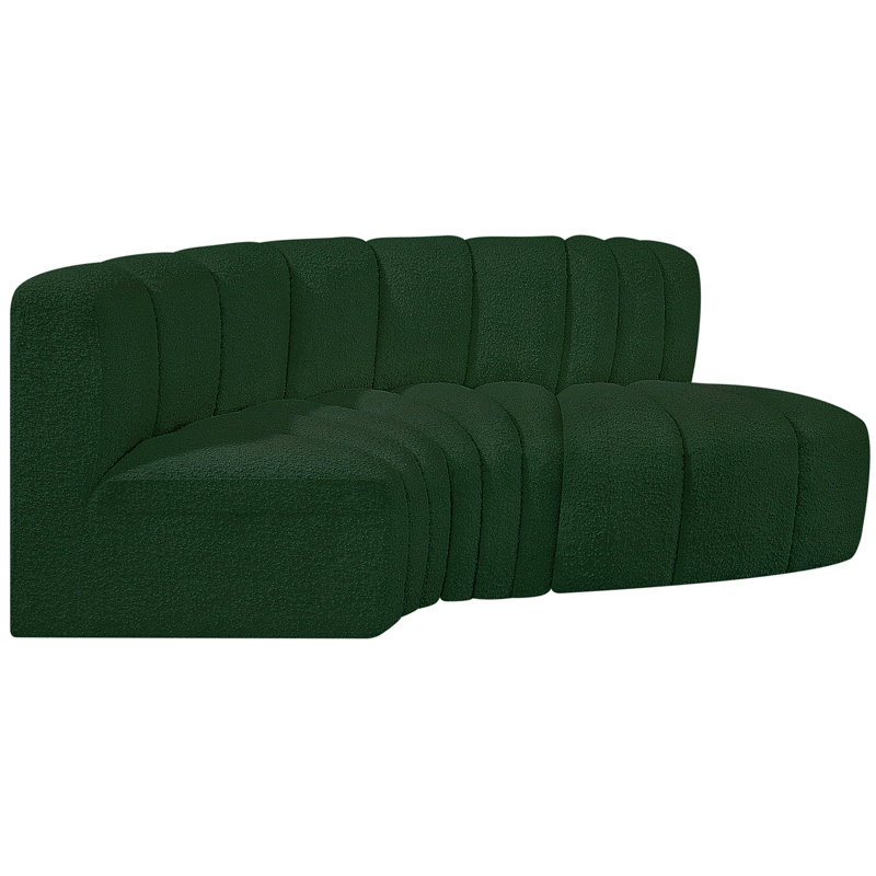 Hubertus Upholstered Curved Sectional Reversible, Green Boucle Fabric