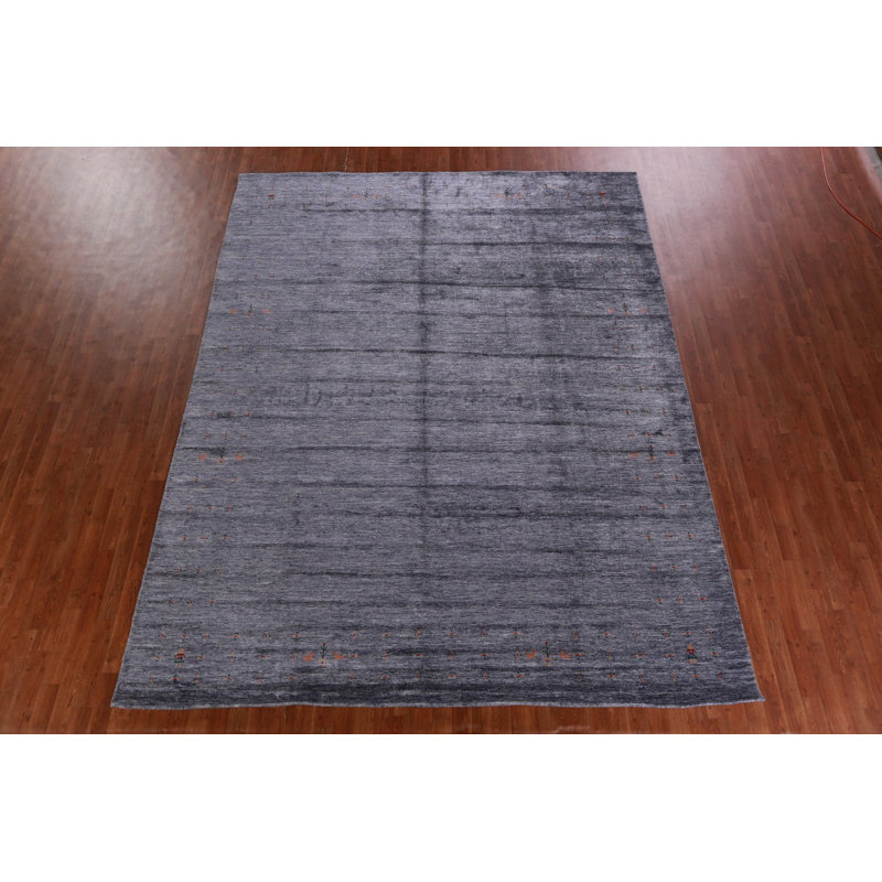 Tapis bleu fait à la main de style Gabbeh 9 x 12