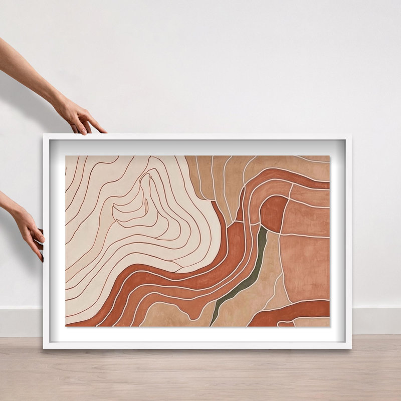 Oliver Gal Garnet Earth Abstract - Luxury Shadowbox Framed Wall Art, 25" H x 37" W, White
