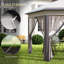 3 X 4m Hexagon Pop Up Gazebo, Double Roof Vented Canopy With Mesh Netting, Powder Coated Metal Frame, Portable Carry Bag, Outdoor Party Shelter For Patio Garden, Beige