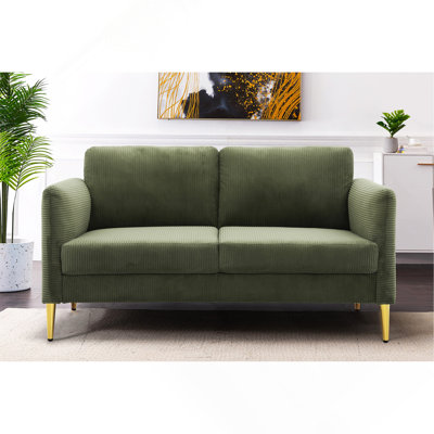60.63" Wide Modern Corduroy Loveseat, Plush Upholstered Cushions, Solid Wood Frame, Compact Living Room and Apartment Furniture