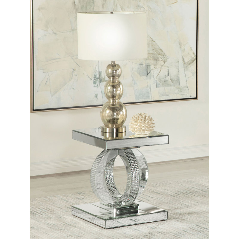 Kallem Mirrored Glass Top End Table