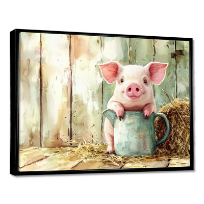 «Milk and Pig Portrait At The Farm II», reproduction d'art sur toile cochon