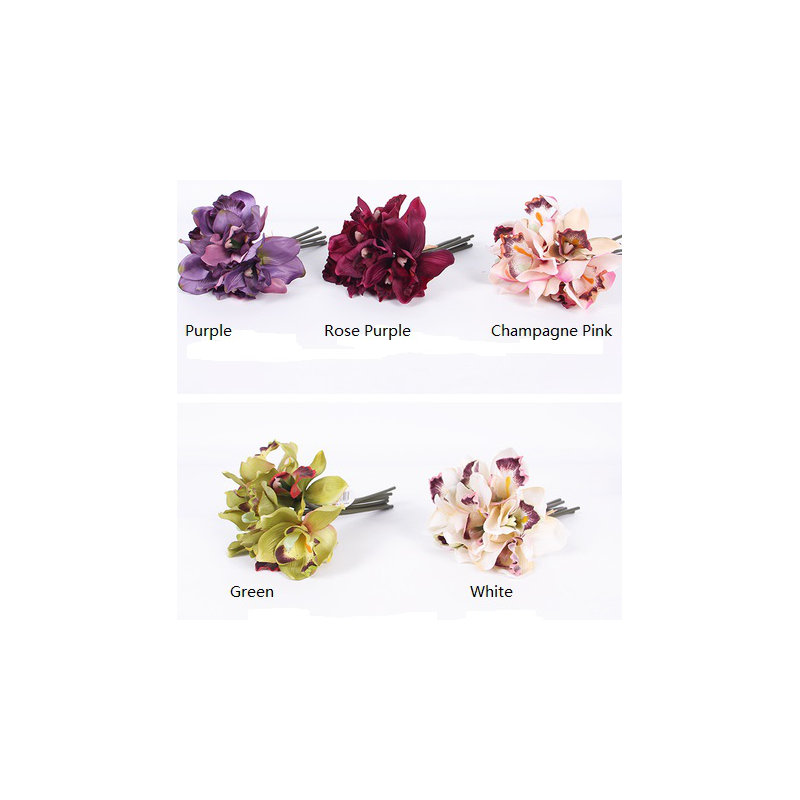 Pièce maîtresse de luxe en soie cymbidium, Rose mauve