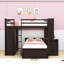 Lit superposé en bois avec bureau, tablettes et garde-robe-230391129-230391135