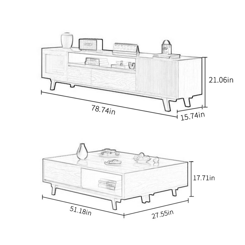 Design sense TV cabinet coffee table combination