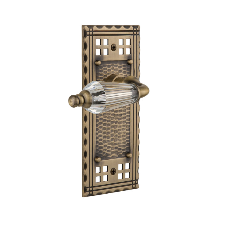 Craftsman Plate Passage (Hall & Closet) with Parlour Lever, 2.375", Antique Brass