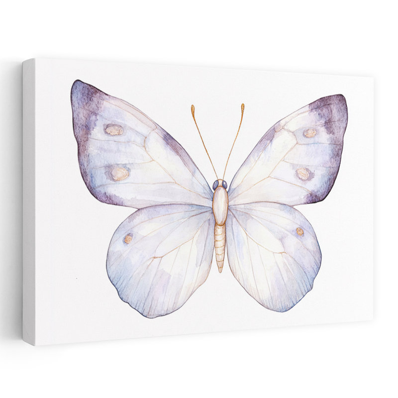 Delicate Watercolor Butterfly Delicate Elegant Ethereal Butterfly Lilac Nature Spring Wall Art Print 1 Piece Wrapped Canvas Wall Art