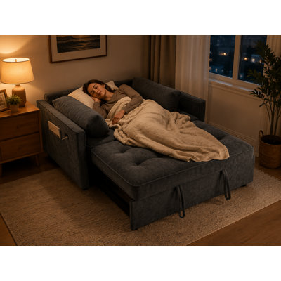 Canapé-lit convertible de 140 cm avec ports USB et dossier réglable, canapé-lit pliable