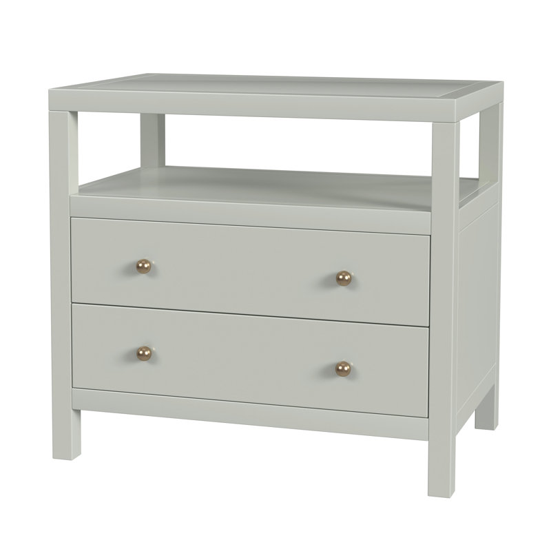 Nora 2-Drawer Wide Nightstand, Sage Green