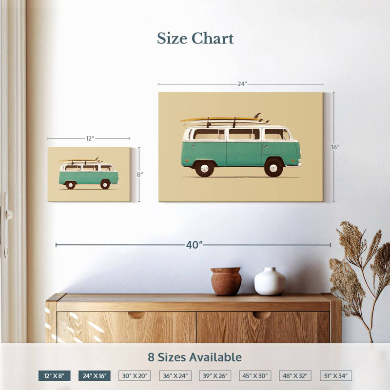 Mehar Blue Retro Van, H 16 po x l 24 po