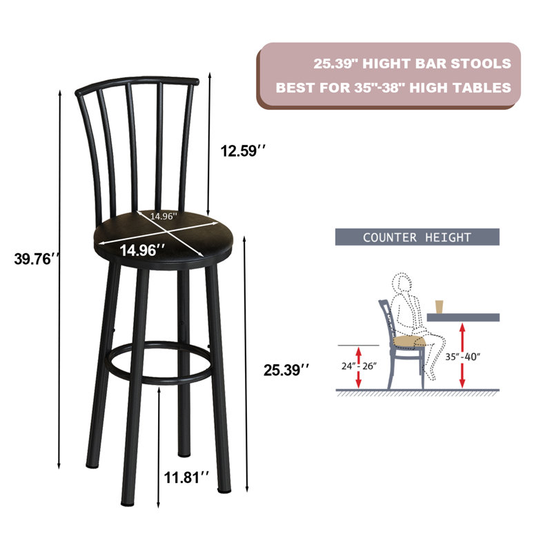 Chaise de bar pivotante en similicuir Navonte pour comptoir de bar et îlot de cuisine