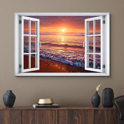 «Neon Sunset Ocean Beach Tropical Island Wilderness Nature», reproduction sur toile