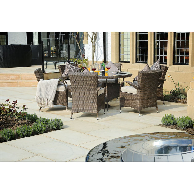 Azra 6 - Person Wicker Patio Dining Set with Rectangular Table