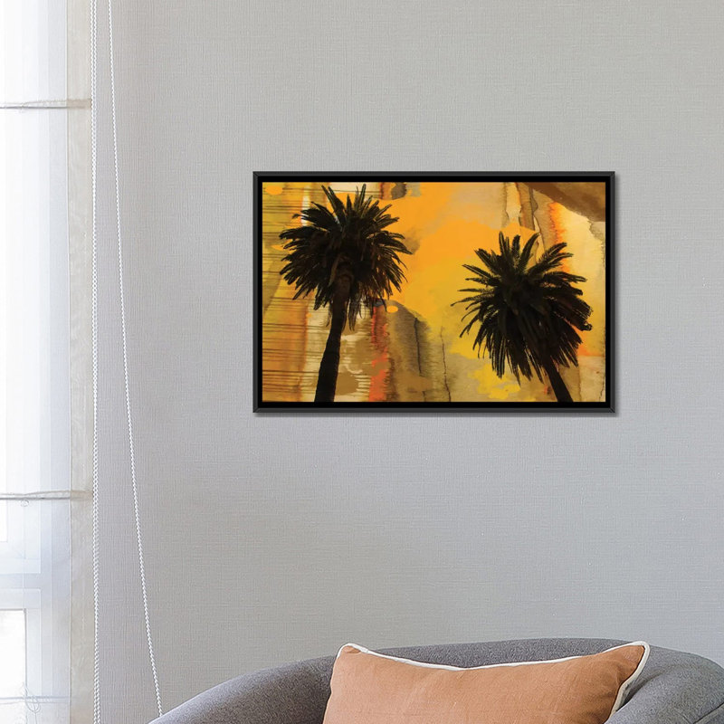 « palm duo » par irena orlov, reproduction de photo sur toile tendue, H 18 po x l 26 po x P 1,5 po, Toile avec cadre noir