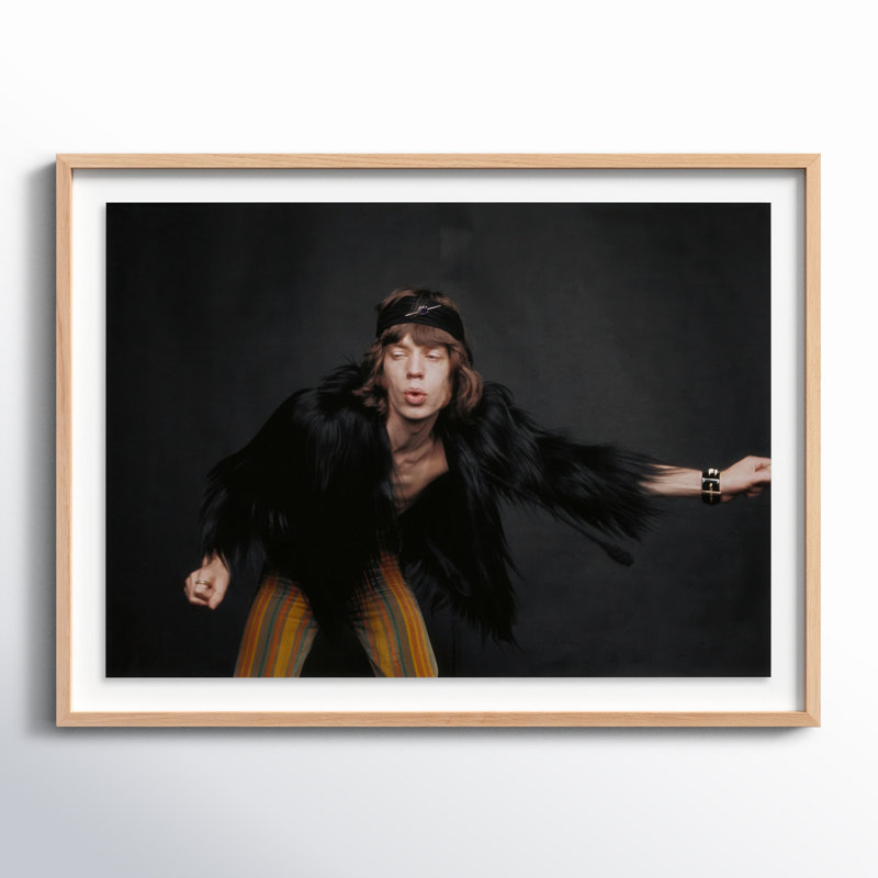 Rolling Stones Singer by Getty Images, 36" H x 48" W, Light Brown Framed